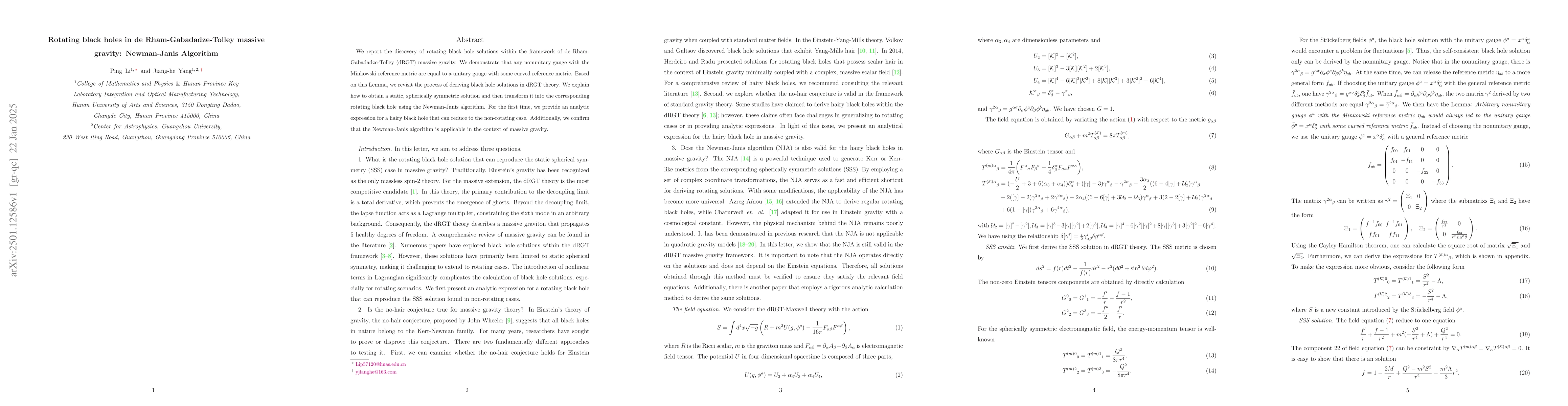 Thumbnail for Rotating black holes in de Rham-Gabadadze-Tolley massive gravity:
  Newman-Janis Algorithm