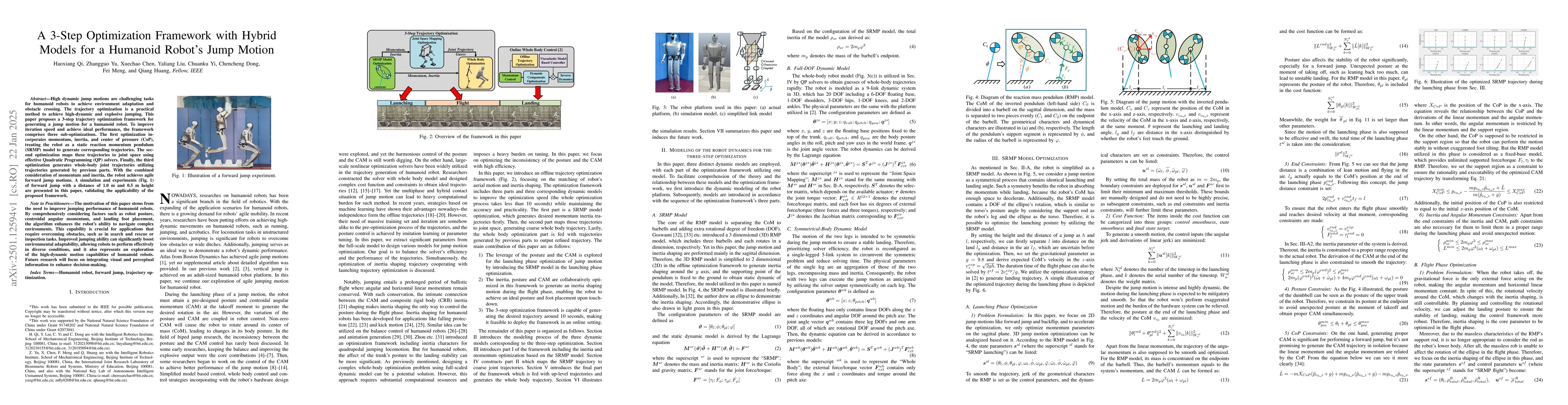 Thumbnail for A 3-Step Optimization Framework with Hybrid Models for a Humanoid
  Robot's Jump Motion