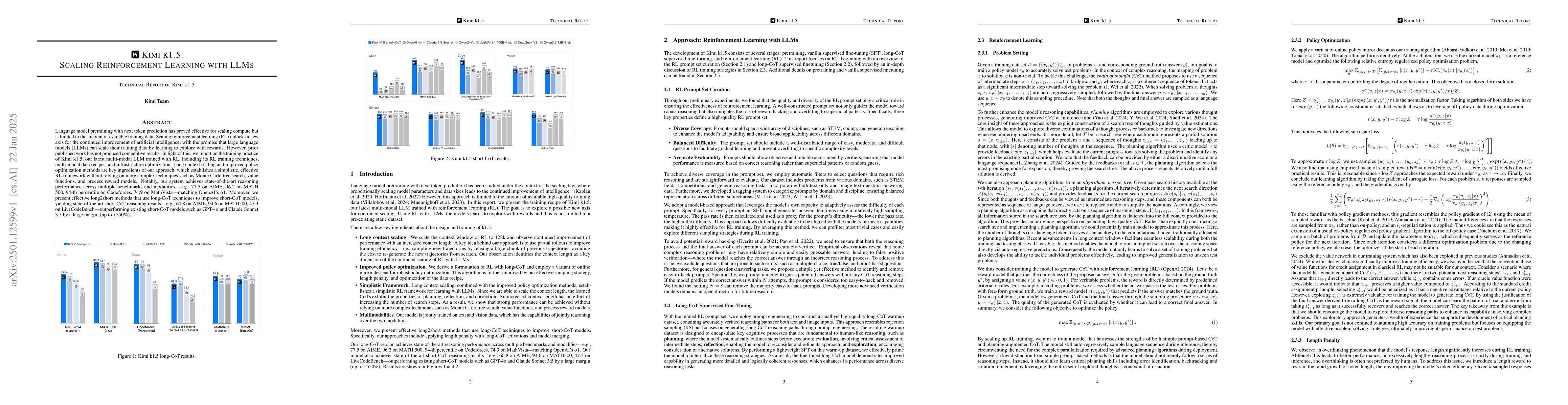 Thumbnail for Kimi k1.5: Scaling Reinforcement Learning with LLMs