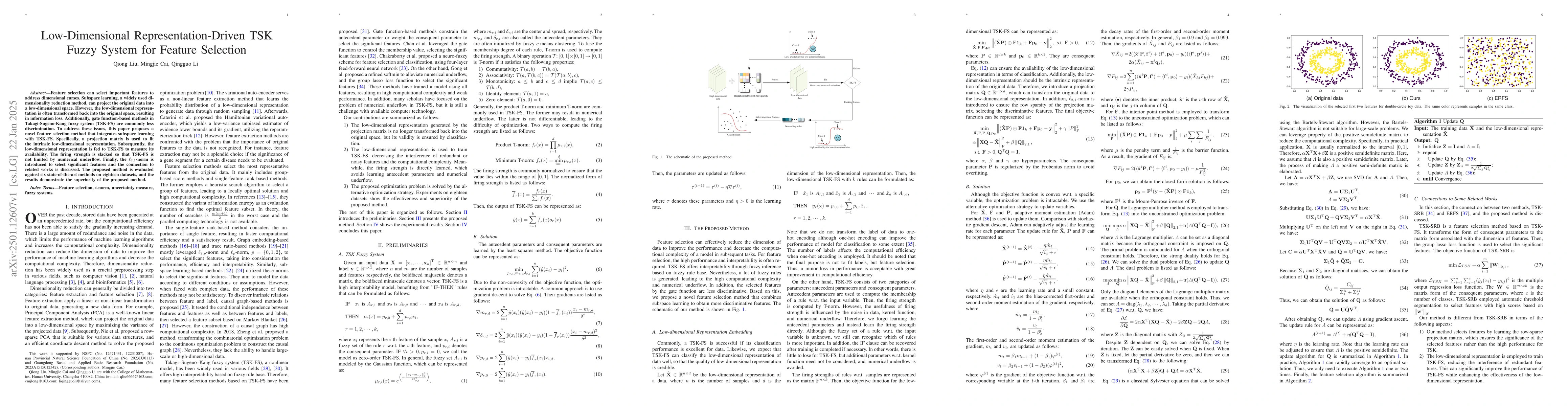 Thumbnail for Low-Dimensional Representation-Driven TSK Fuzzy System for Feature
  Selection