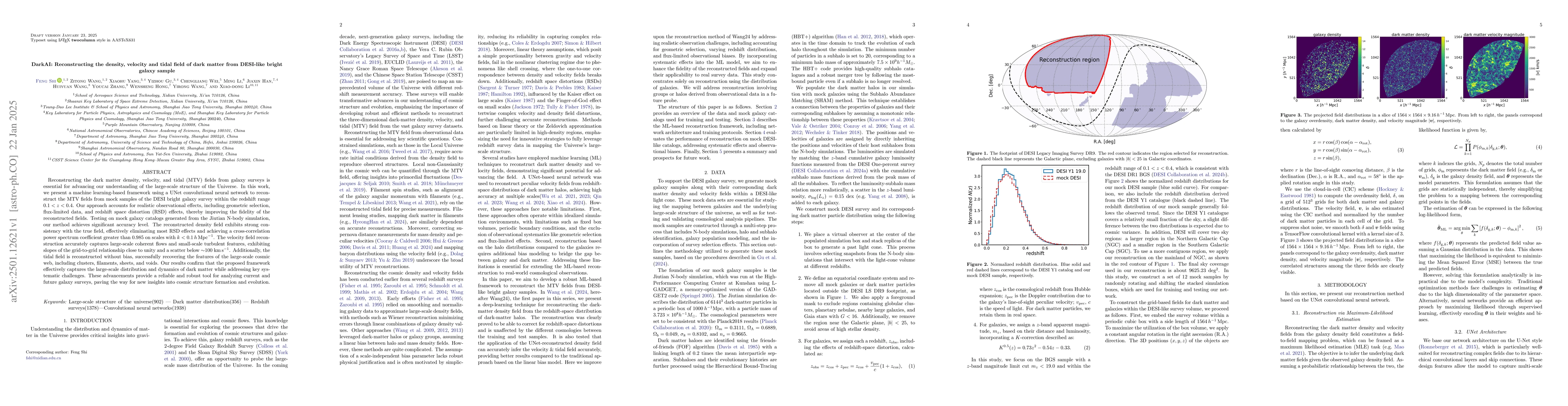 Thumbnail for DarkAI: Reconstructing the density, velocity and tidal field of dark
  matter from DESI-like bright galaxy sample