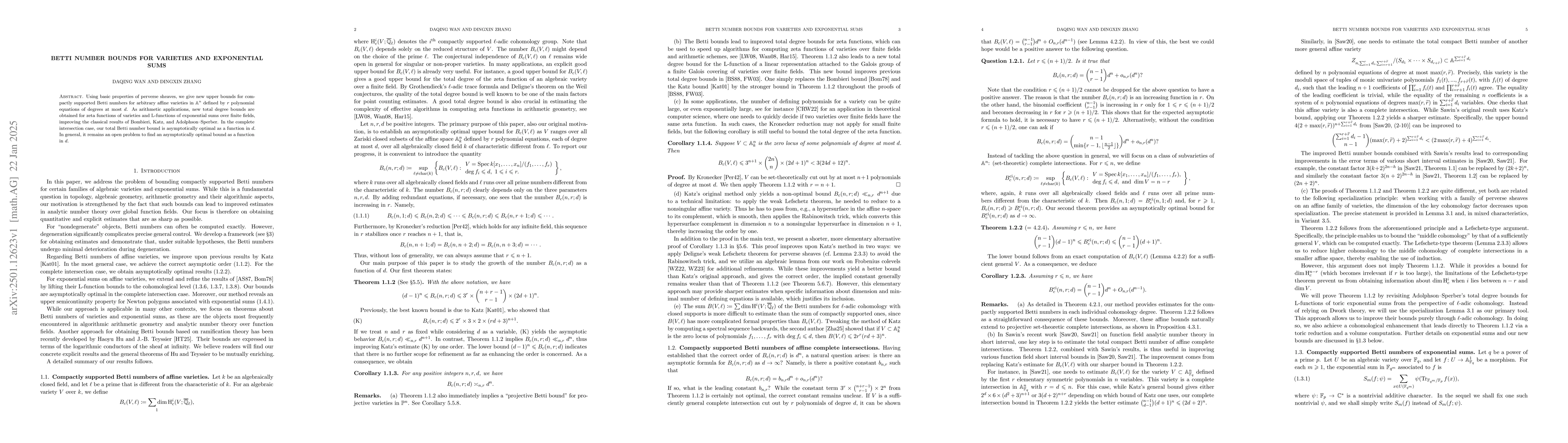 Thumbnail for Betti number bounds for varieties and exponential sums