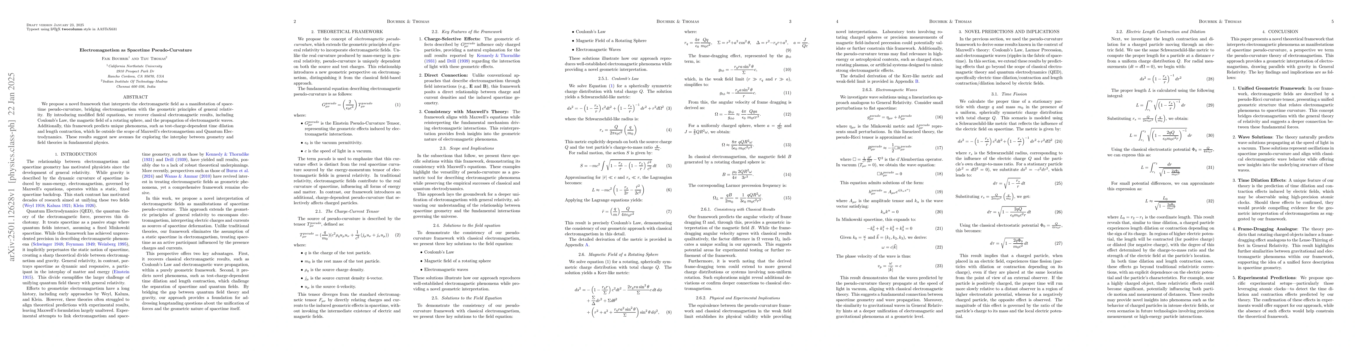 Thumbnail for Electromagnetism as Space-Time Pseudo-Curvature