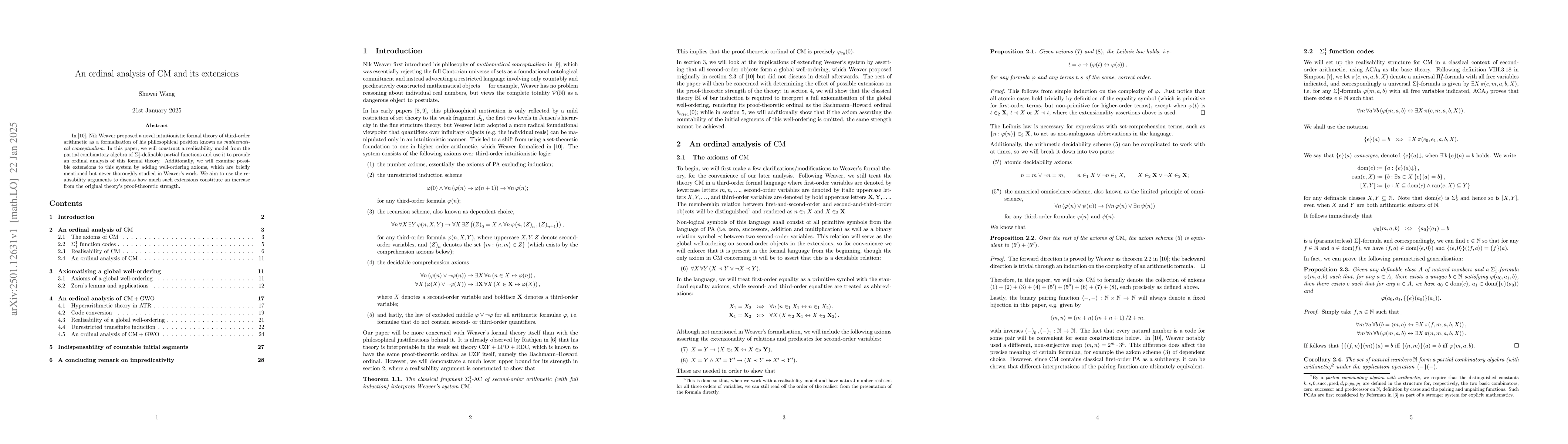 Thumbnail for An ordinal analysis of CM and its extensions