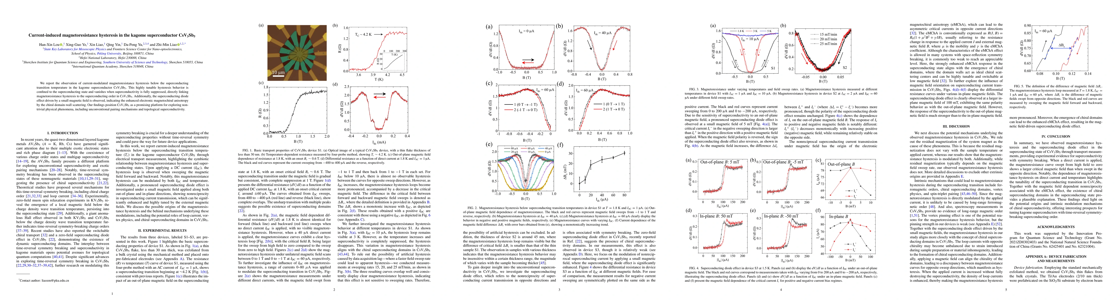 Thumbnail for Current-induced magnetoresistance hysteresis in the kagome
  superconductor CsV$_3$Sb$_5$