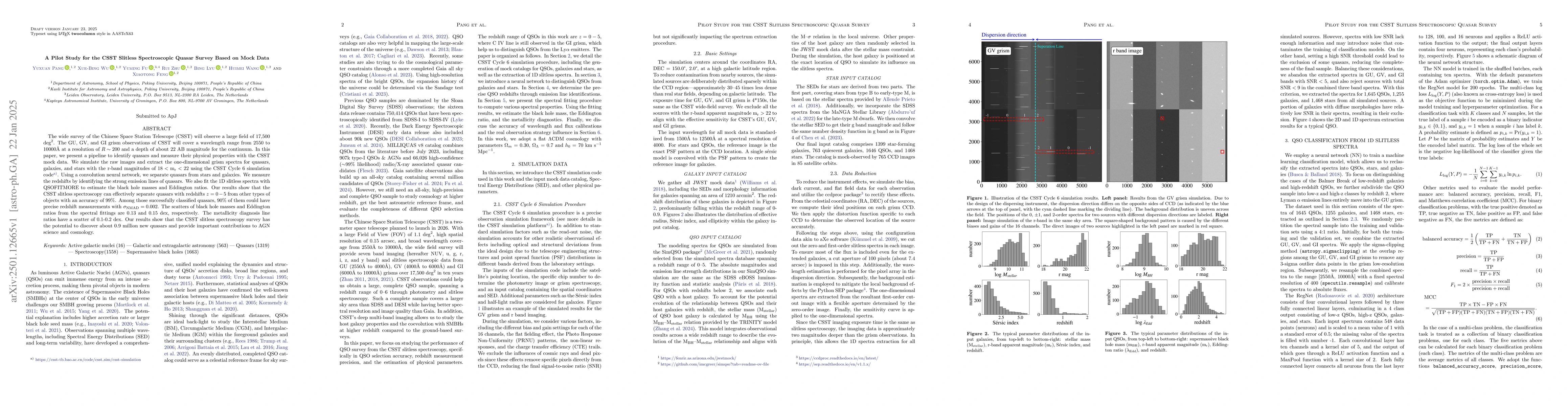Thumbnail for A Pilot Study for the CSST Slitless Spectroscopic Quasar Survey Based on
  Mock Data