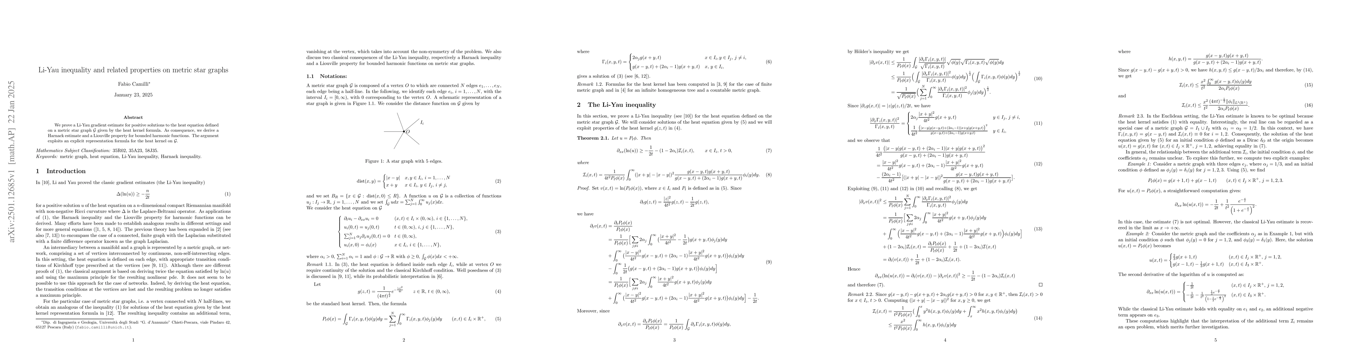 Thumbnail for Li-Yau inequality and related properties on metric star graphs