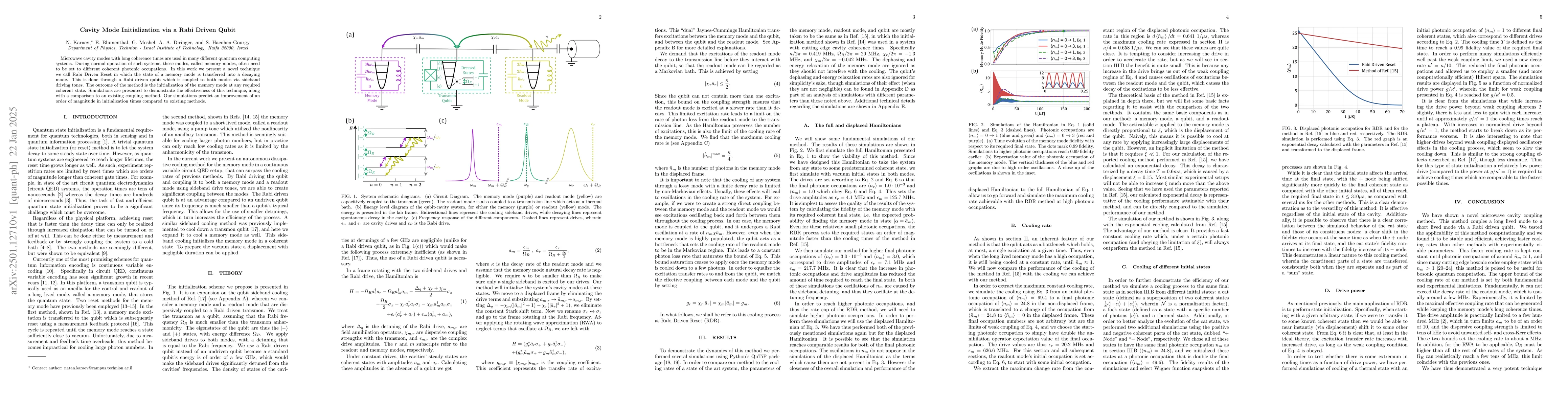 Thumbnail for Cavity Mode Initialization via a Rabi Driven Qubit
