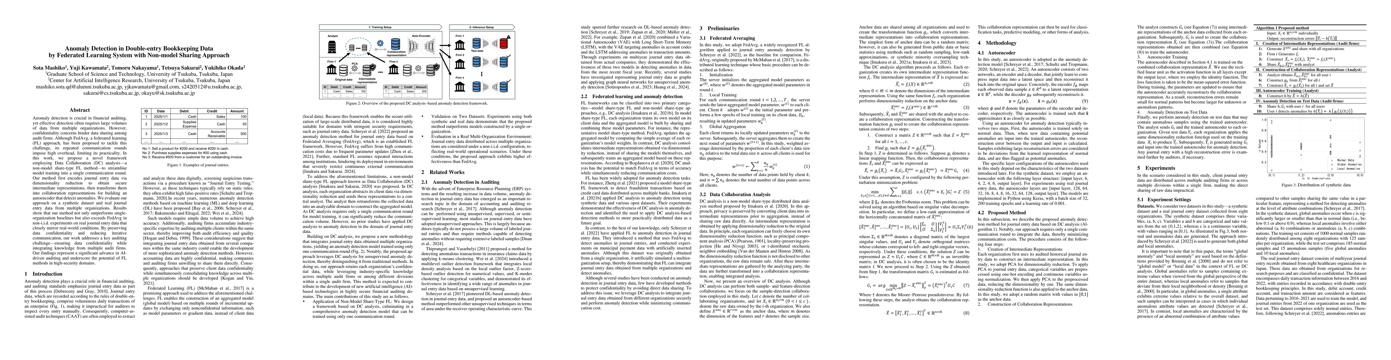 Thumbnail for Anomaly Detection in Double-entry Bookkeeping Data by Federated Learning
  System with Non-model Sharing Approach
