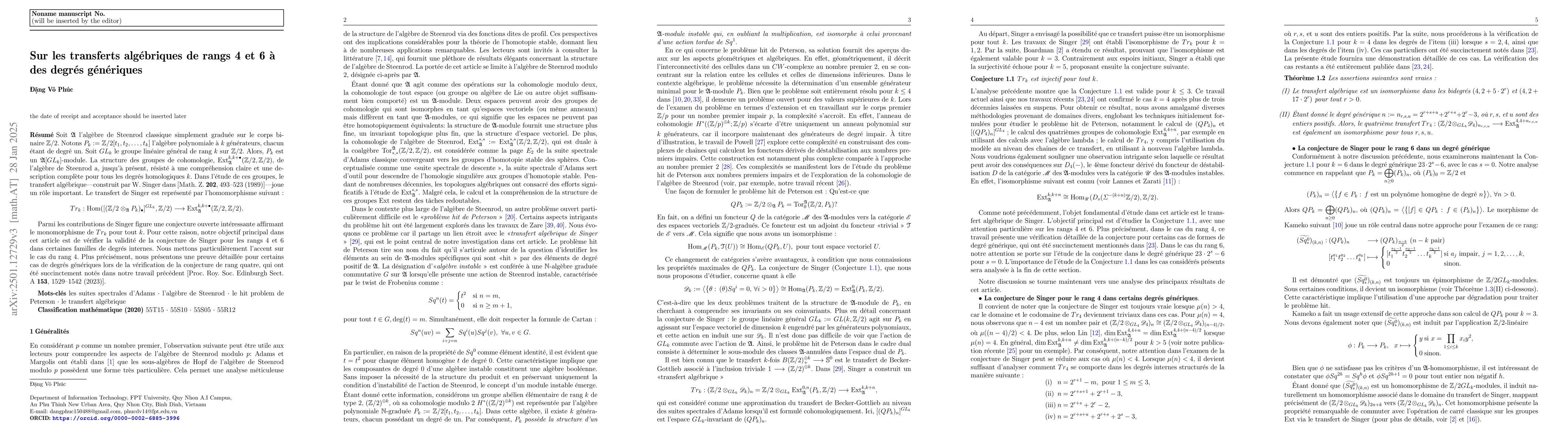 Thumbnail for On the algebraic transfers of ranks 4 and 6 at generic degrees