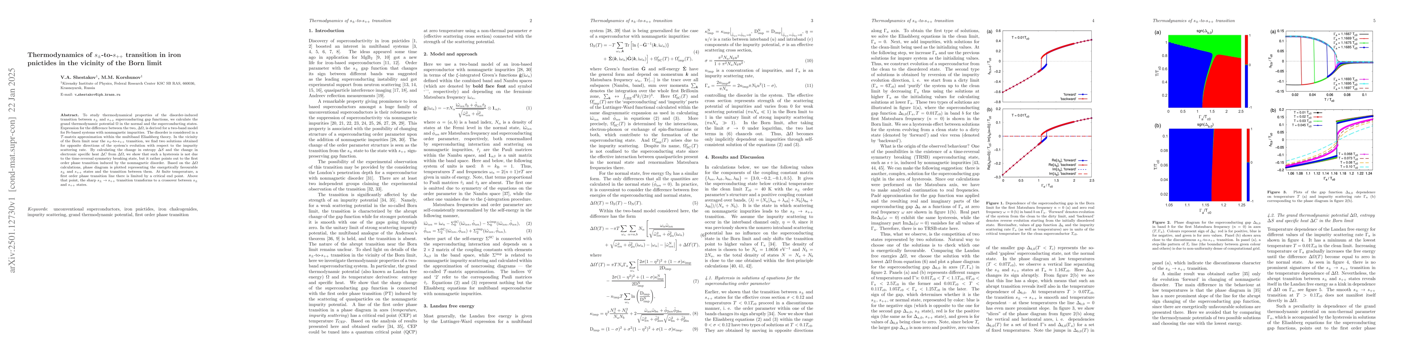 Thumbnail for Thermodynamics of $s_{\pm}-to-s_{++}$ transition in iron pnictides in
  the vicinity of the Born limit