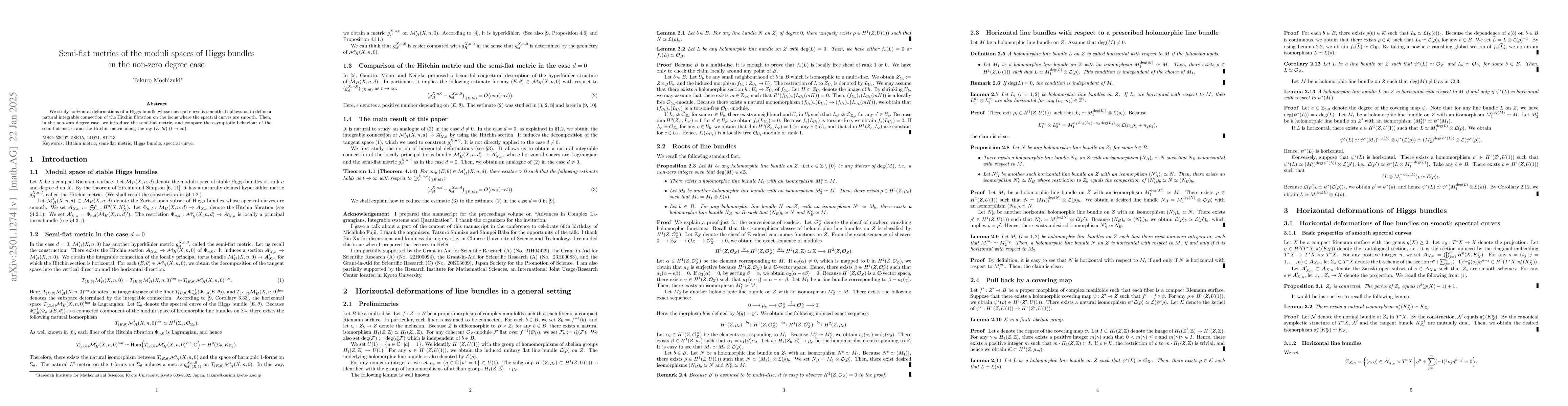 Thumbnail for Semi-flat metrics of the moduli spaces of Higgs bundles in the non-zero
  degree case