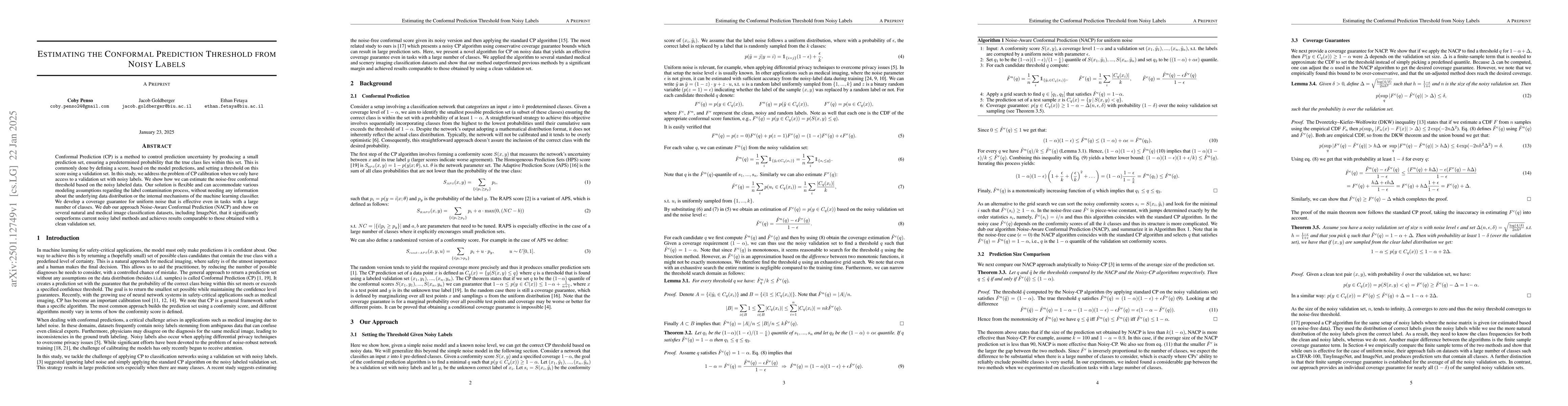 Thumbnail for Estimating the Conformal Prediction Threshold from Noisy Labels
