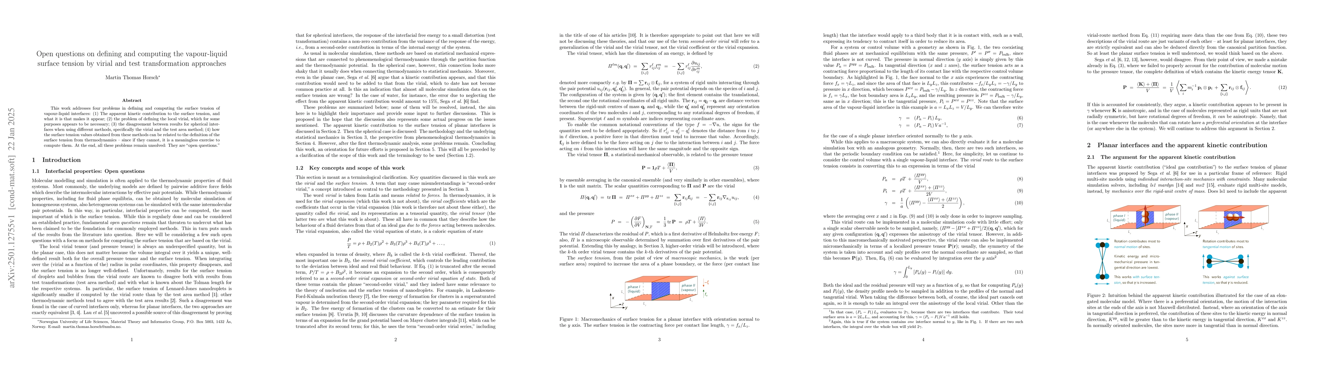 Thumbnail for Open questions on defining and computing the vapour-liquid surface
  tension by virial and test transformation approaches