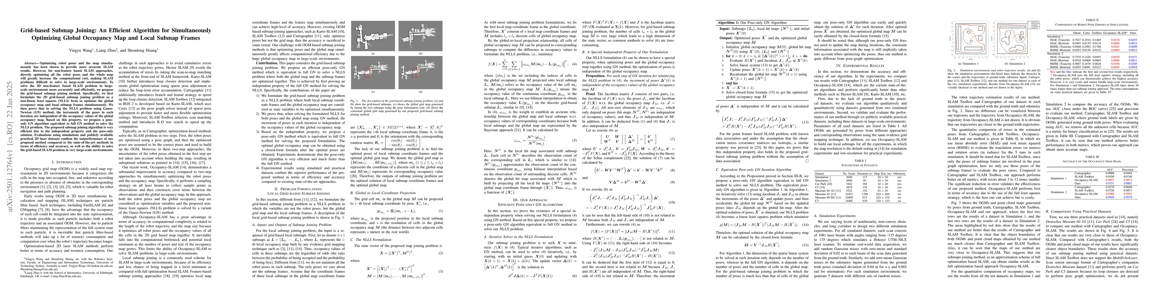 Thumbnail for Grid-based Submap Joining: An Efficient Algorithm for Simultaneously
  Optimizing Global Occupancy Map and Local Submap Frames