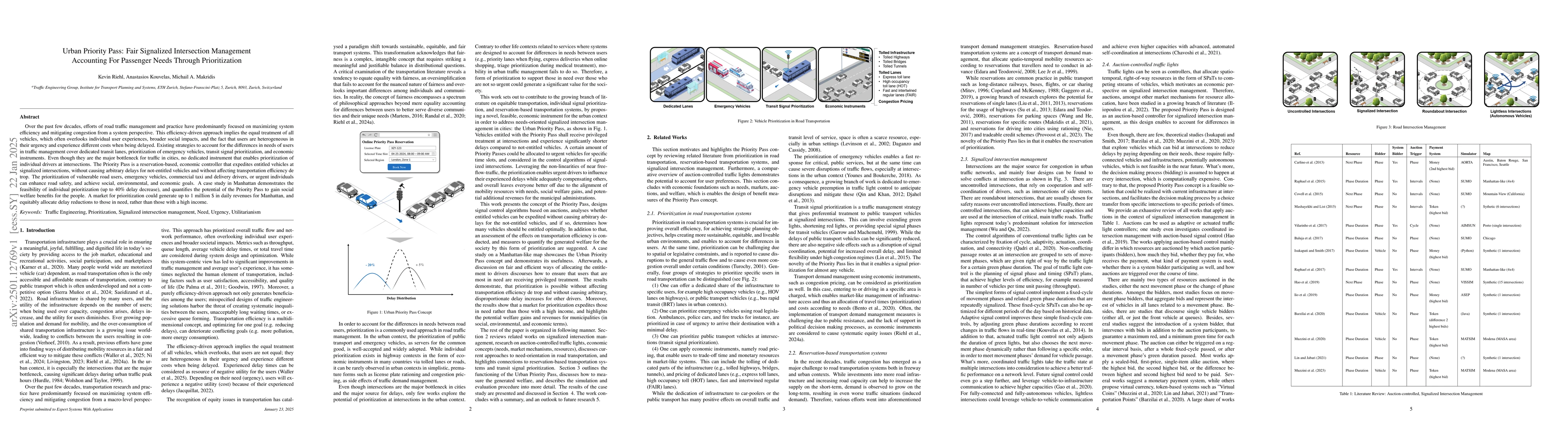 Thumbnail for Urban Priority Pass: Fair Signalized Intersection Management Accounting
  For Passenger Needs Through Prioritization