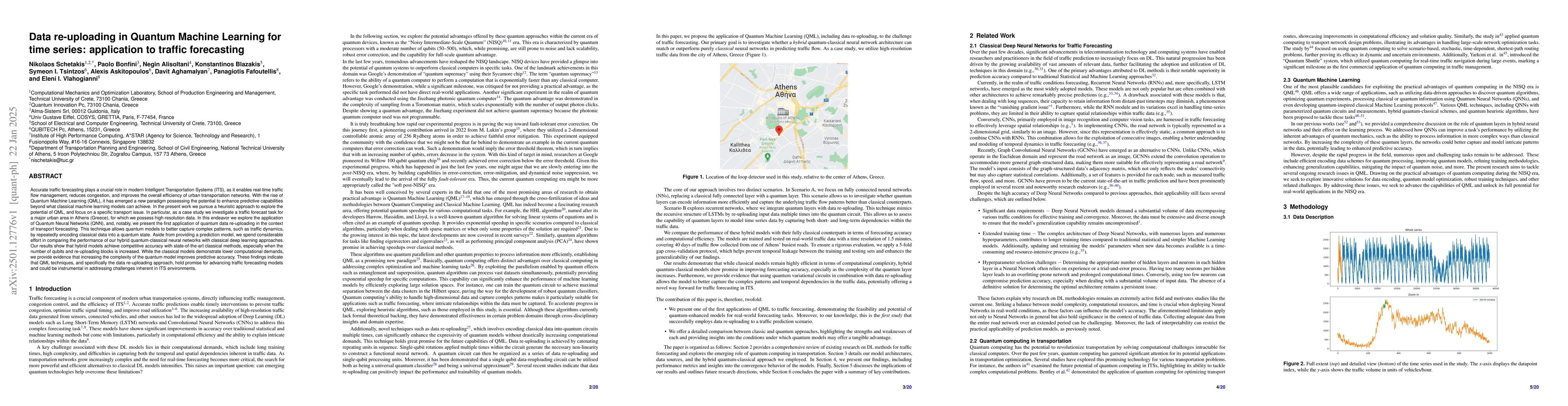 Thumbnail for Data re-uploading in Quantum Machine Learning for time series:
  application to traffic forecasting