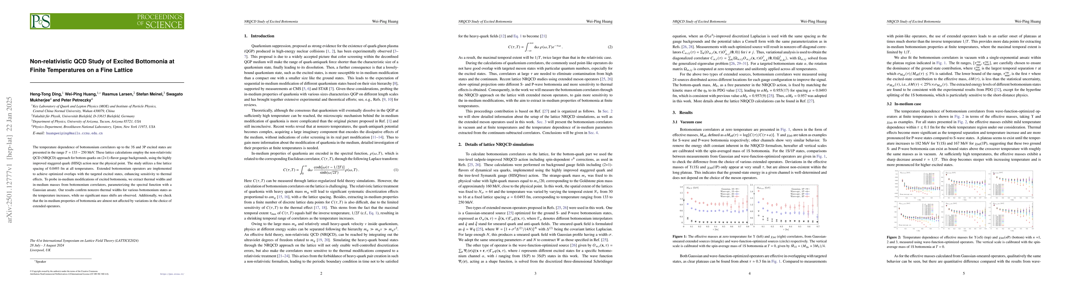 Thumbnail for Non-relativistic QCD Study of Excited Bottomonia at Finite Temperatures
  on a Fine Lattice