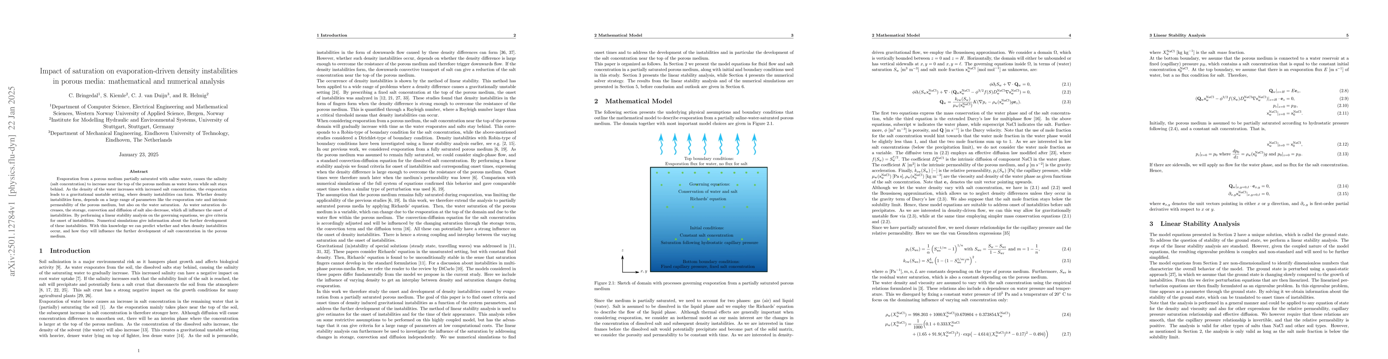 Thumbnail for Impact of saturation on evaporation-driven density instabilities in
  porous media: mathematical and numerical analysis