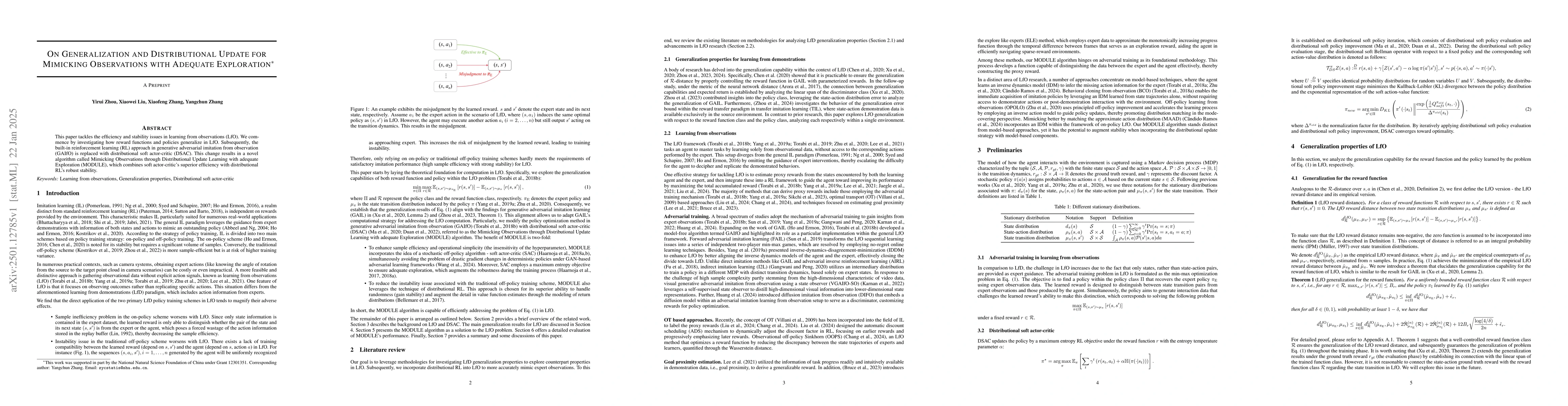 Thumbnail for On Generalization and Distributional Update for Mimicking Observations
  with Adequate Exploration