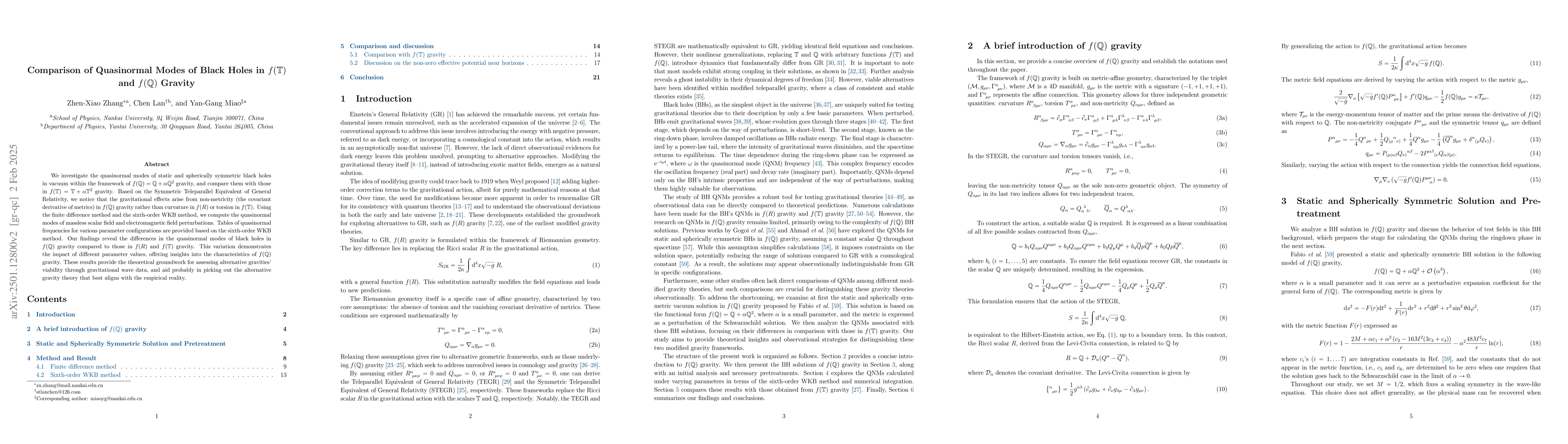 Thumbnail for Comparison of Quasinormal Modes of Black Holes in $f(\mathbb{T})$ and
  $f(\mathbb{Q})$ Gravity