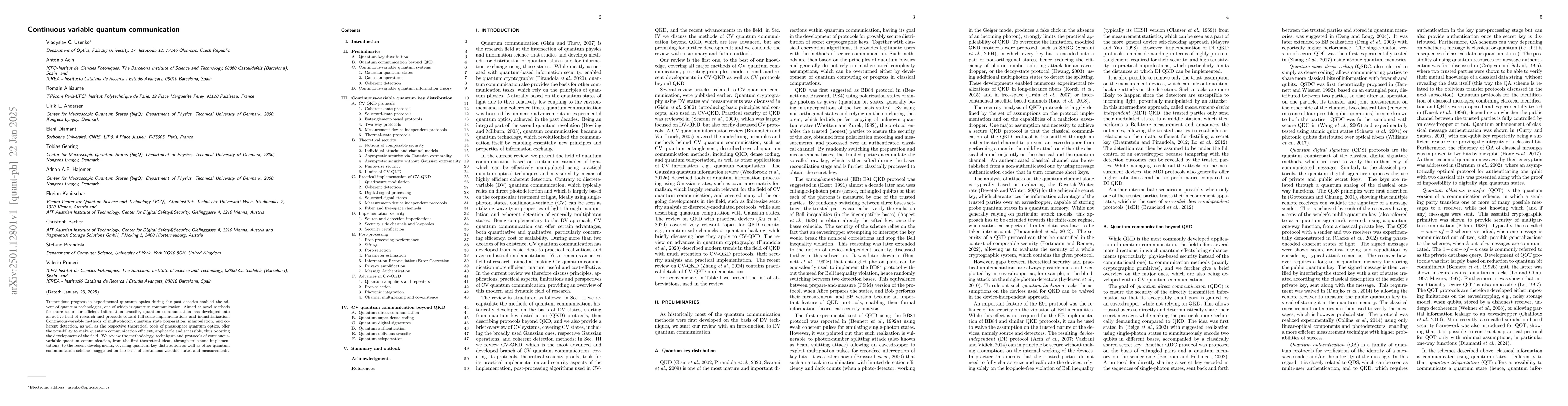 Thumbnail for Continuous-variable quantum communication