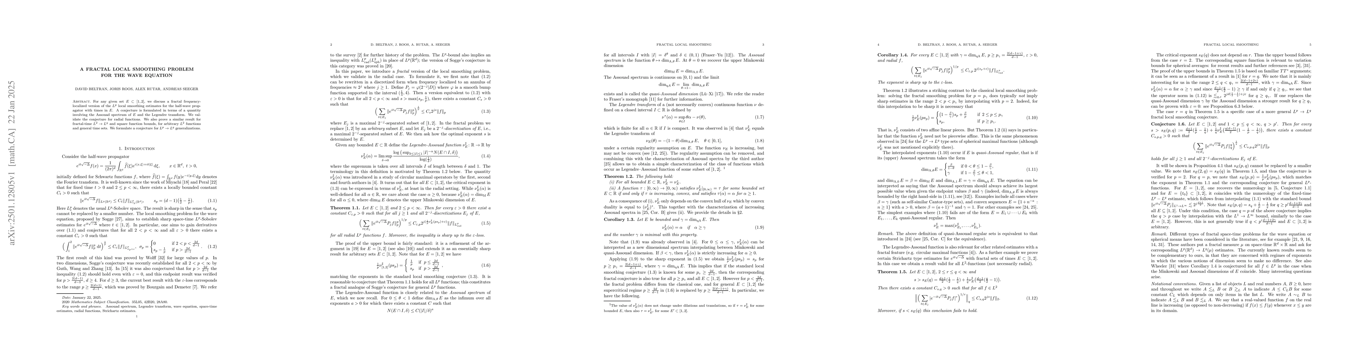 Thumbnail for A fractal local smoothing problem for the wave equation