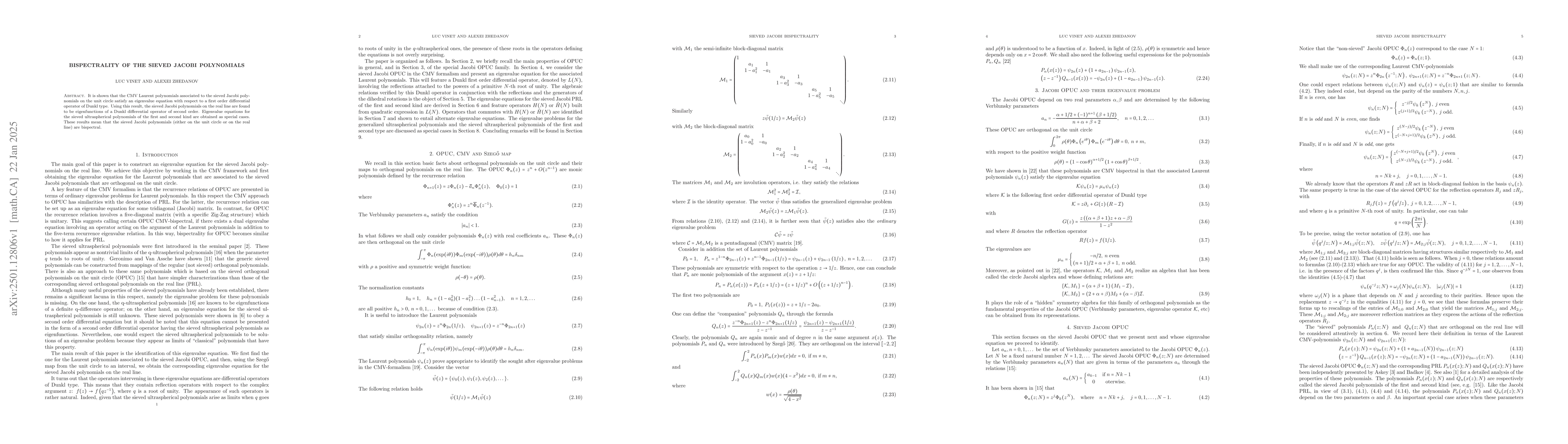 Thumbnail for Bispectrality of the sieved Jacobi polynomials