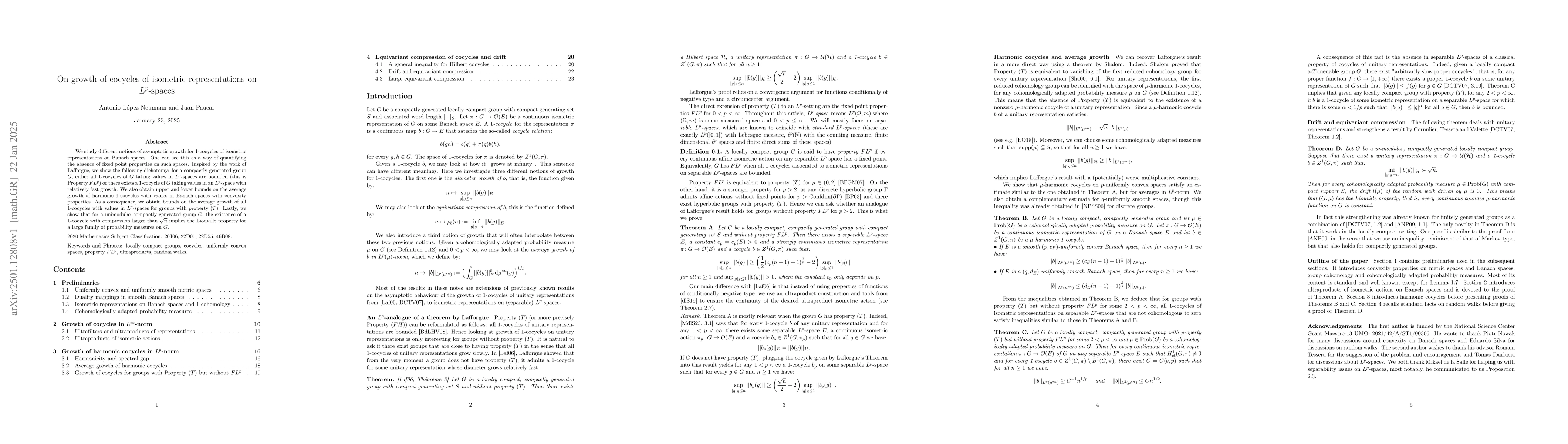 Thumbnail for On growth of cocycles of isometric representations on $L^p$-spaces
