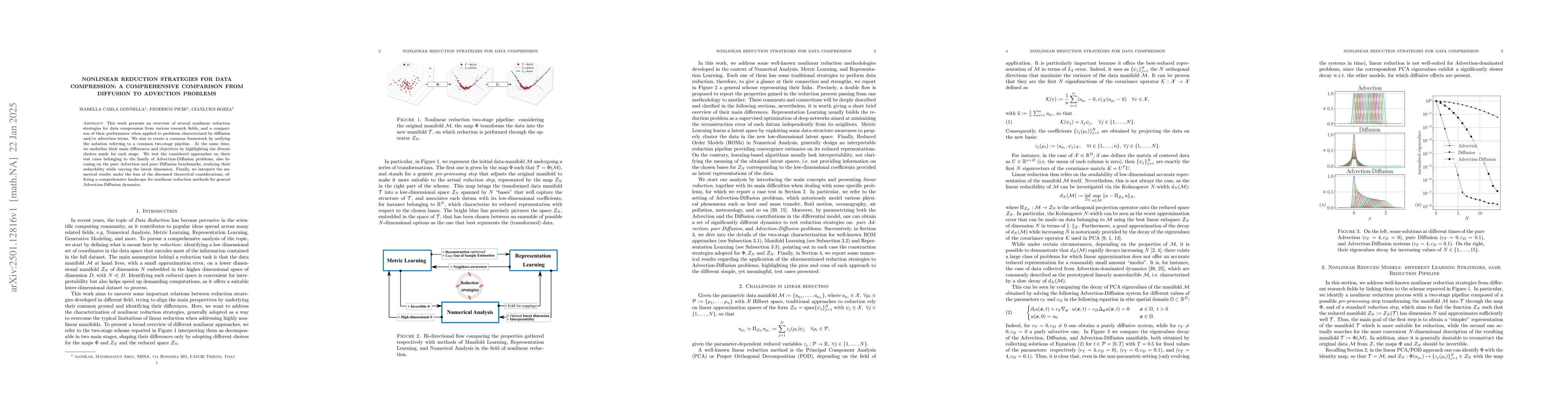 Thumbnail for Nonlinear reduction strategies for data compression: a comprehensive
  comparison from diffusion to advection problems