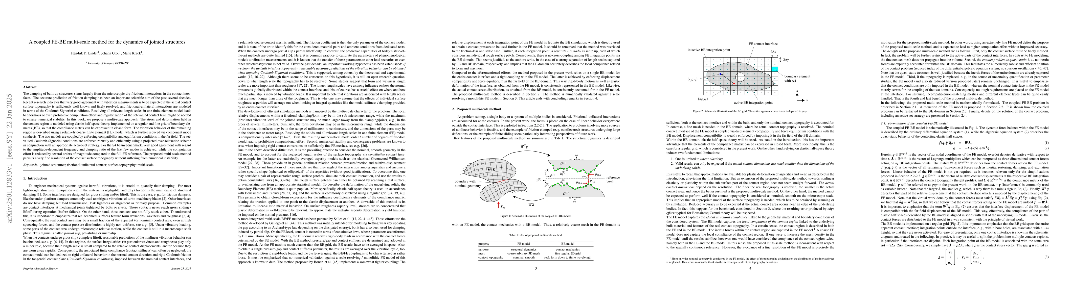 Thumbnail for A coupled FE-BE multi-scale method for the dynamics of jointed
  structures