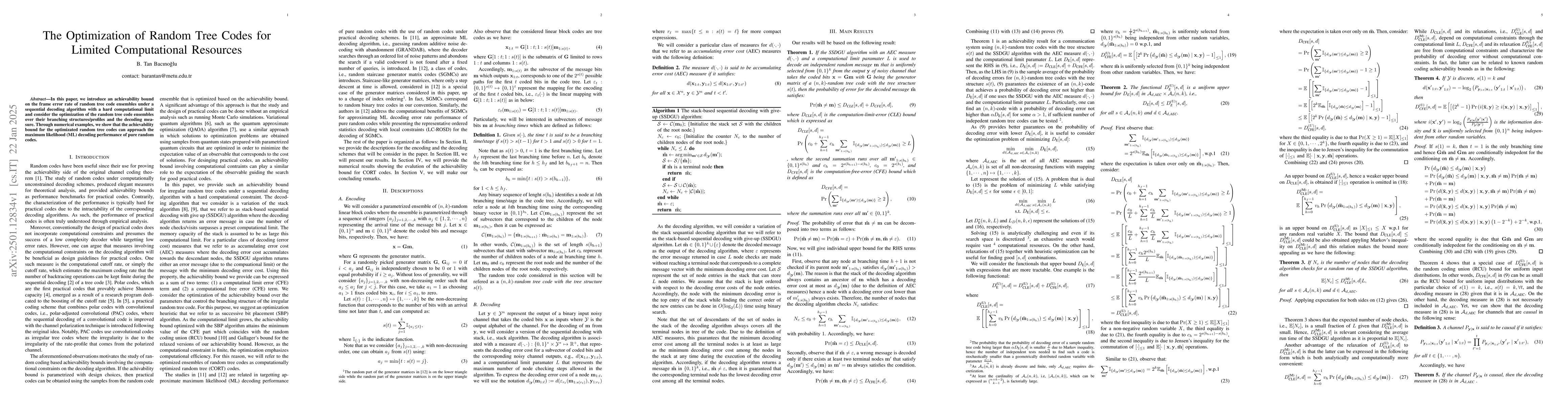 Thumbnail for The Optimization of Random Tree Codes for Limited Computational
  Resources