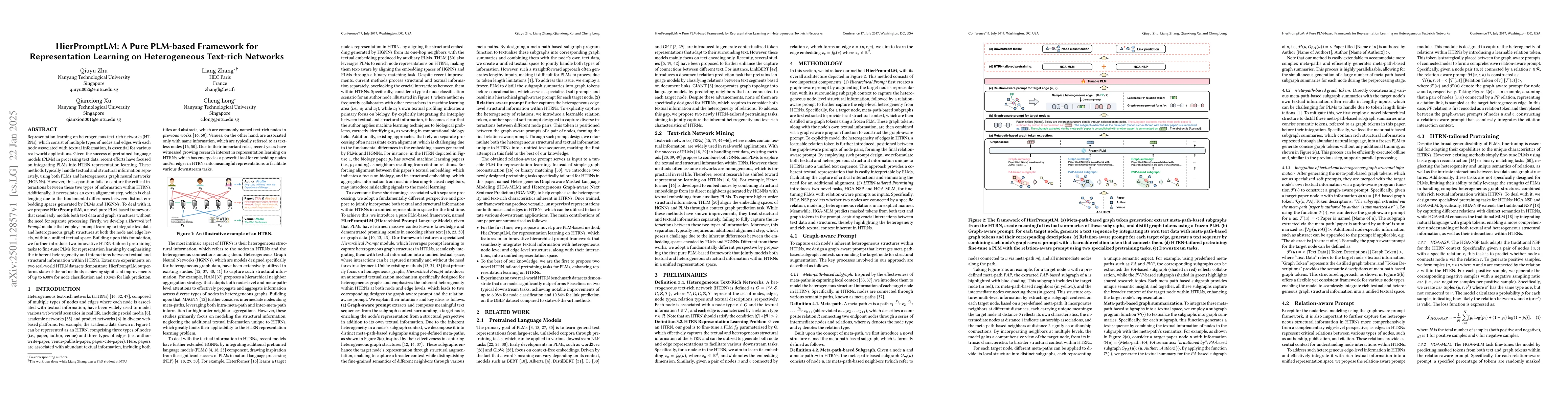 Thumbnail for HierPromptLM: A Pure PLM-based Framework for Representation Learning on
  Heterogeneous Text-rich Networks
