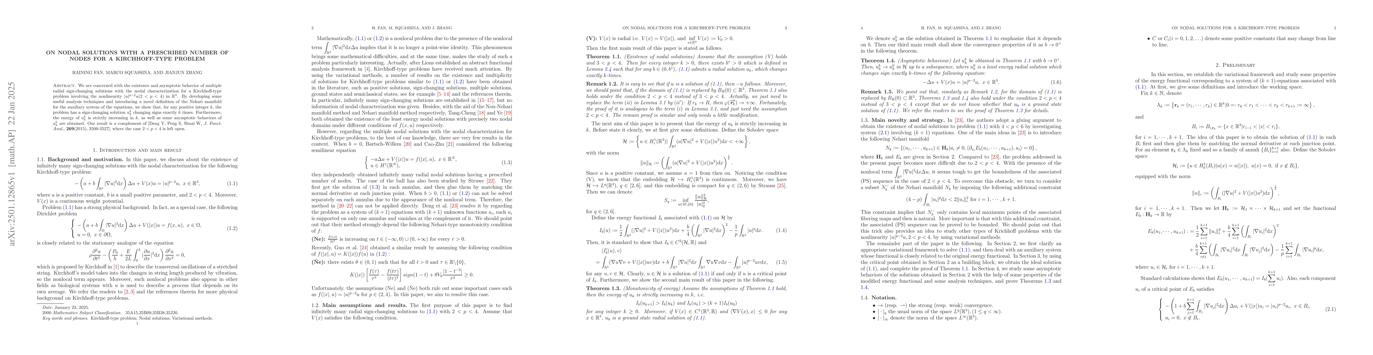 Thumbnail for On nodal solutions with a prescribed number of nodes for a
  Kirchhoff-type problem