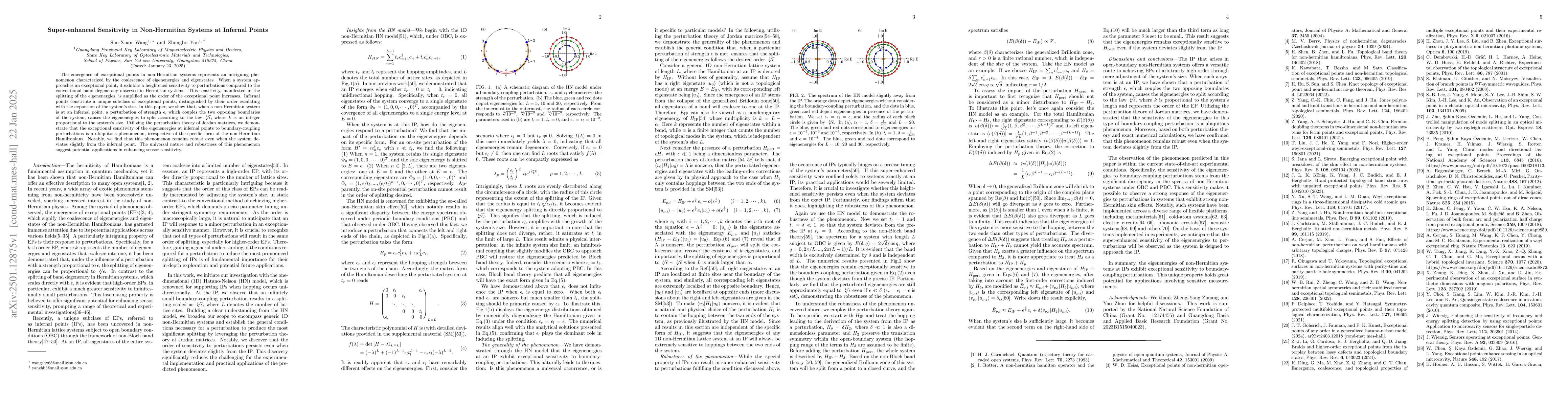 Thumbnail for Super-enhanced Sensitivity in Non-Hermitian Systems at Infernal Points