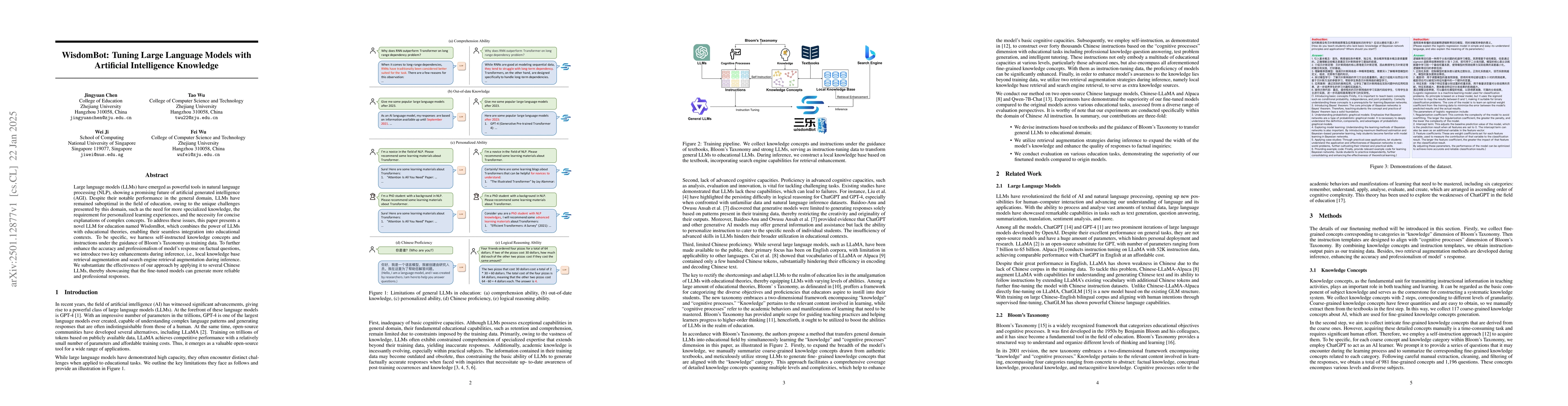 Thumbnail for WisdomBot: Tuning Large Language Models with Artificial Intelligence
  Knowledge