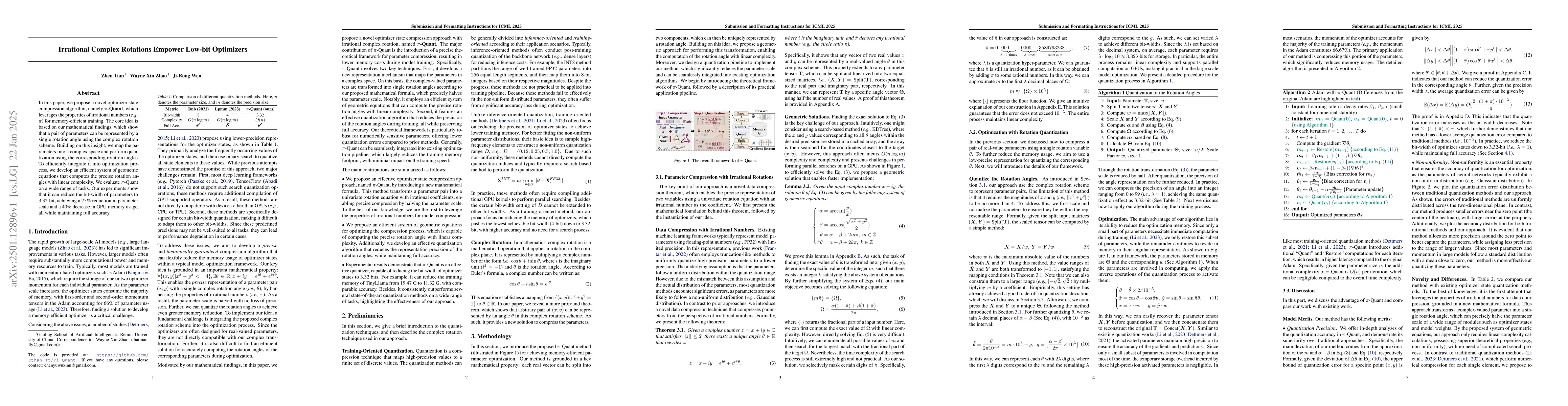 Thumbnail for Irrational Complex Rotations Empower Low-bit Optimizers