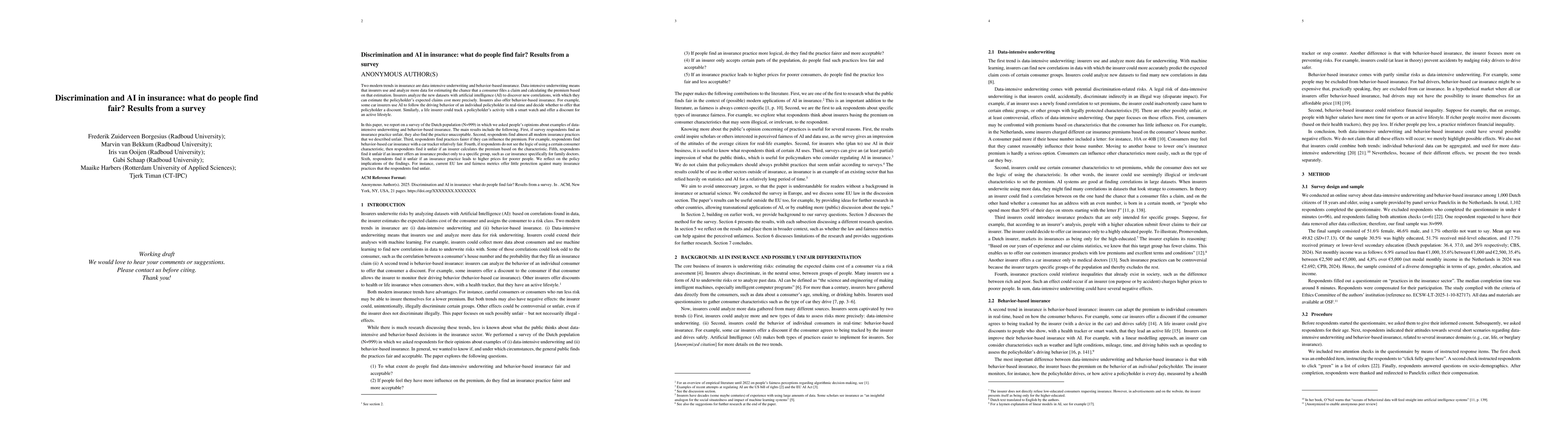 Thumbnail for Discrimination and AI in insurance: what do people find fair? Results
  from a survey