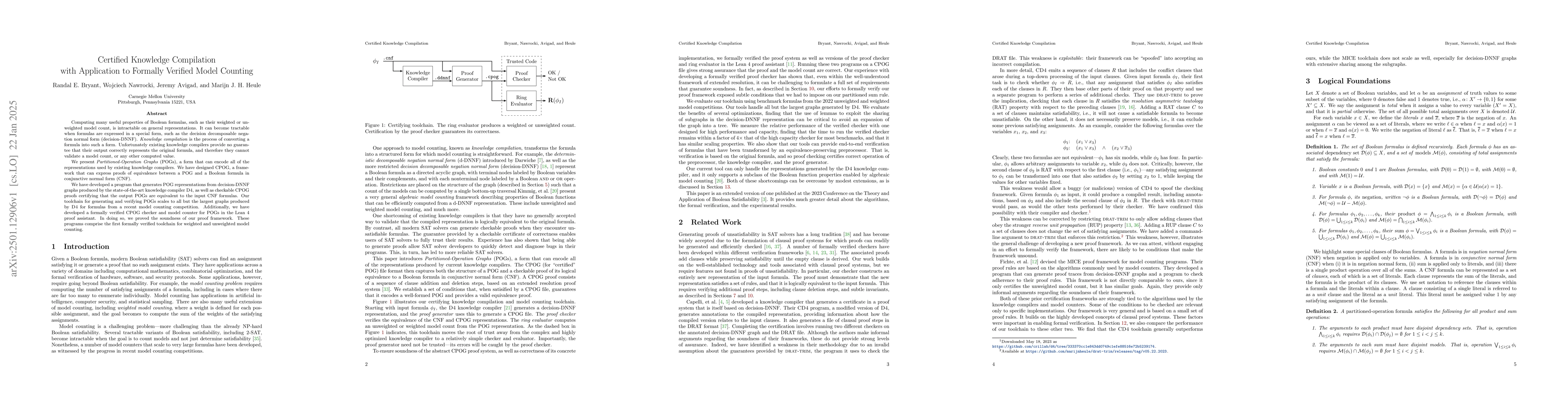 Thumbnail for Certified Knowledge Compilation with Application to Formally Verified
  Model Counting