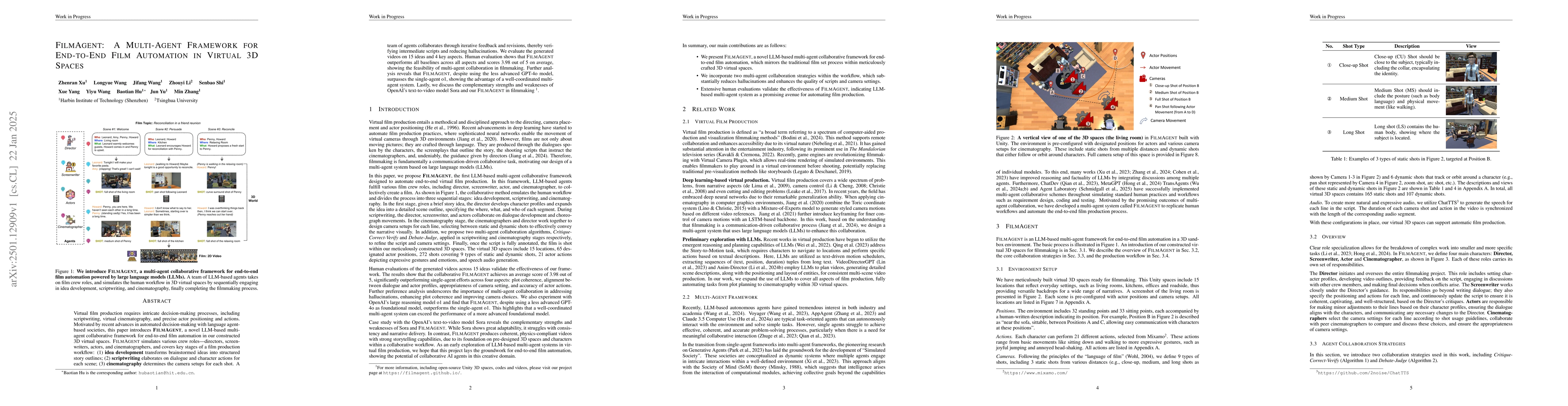 Thumbnail for FilmAgent: A Multi-Agent Framework for End-to-End Film Automation in
  Virtual 3D Spaces