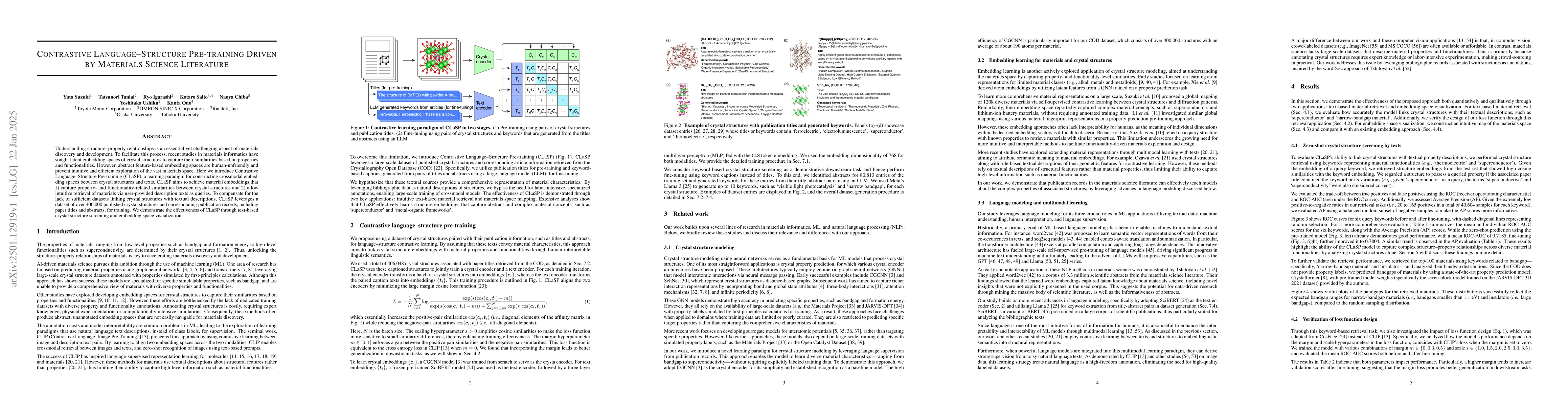 Thumbnail for Contrastive Language-Structure Pre-training Driven by Materials Science
  Literature