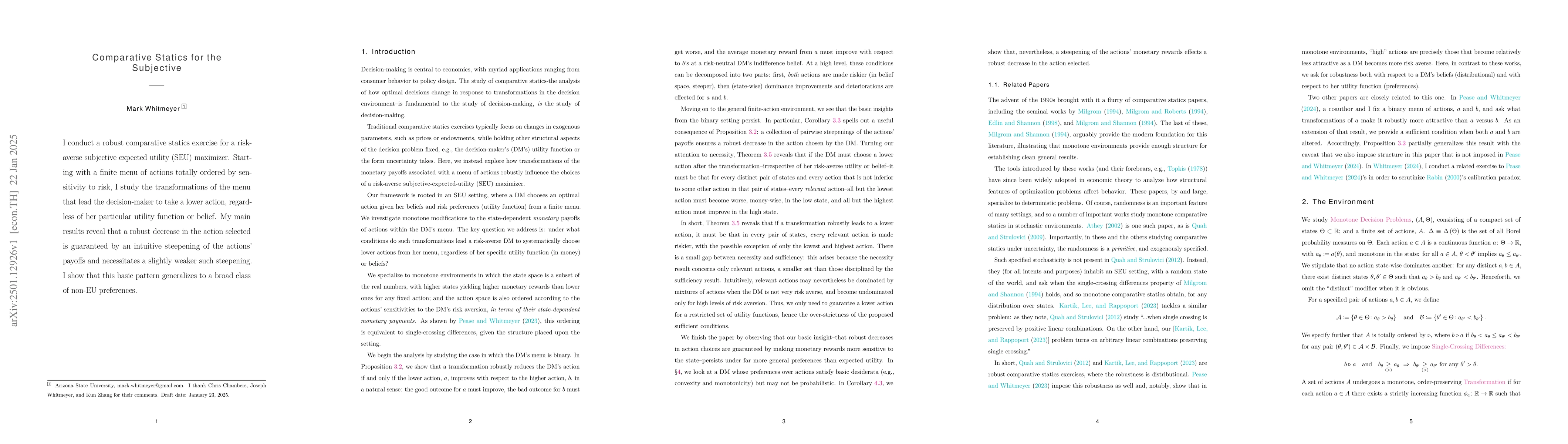 Thumbnail for Comparative Statics for the Subjective