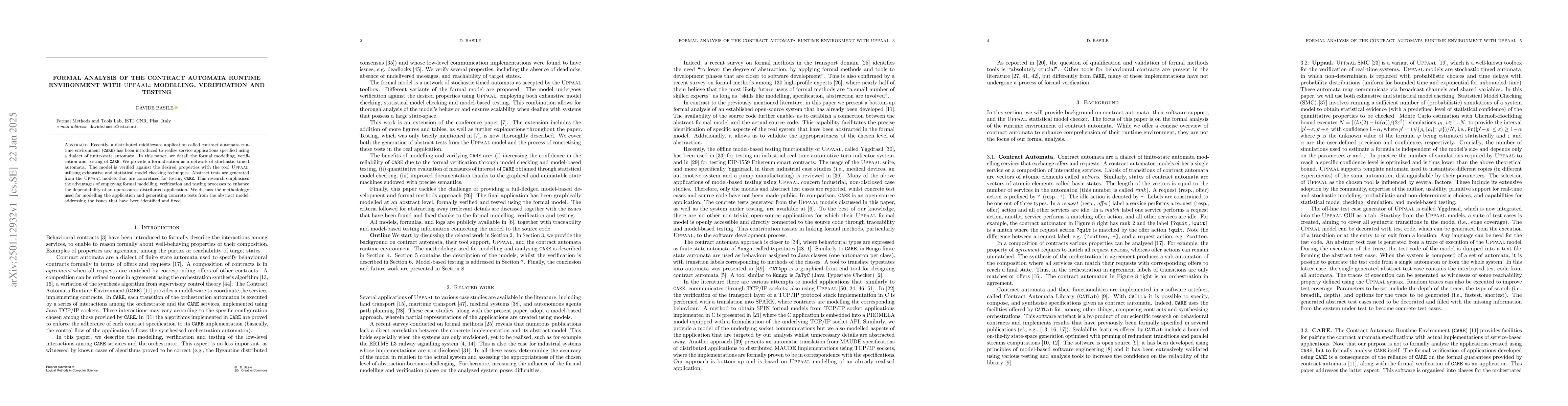 Thumbnail for Formal Analysis of the Contract Automata Runtime Environment with
  Uppaal: Modelling, Verification and Testing