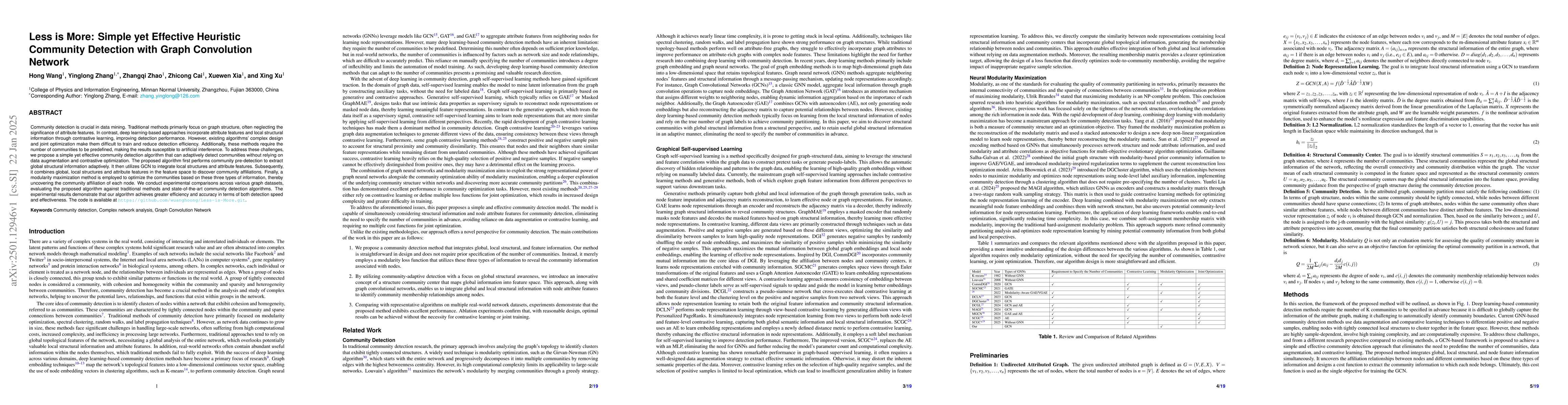 Thumbnail for Less is More: Simple yet Effective Heuristic Community Detection with
  Graph Convolution Network