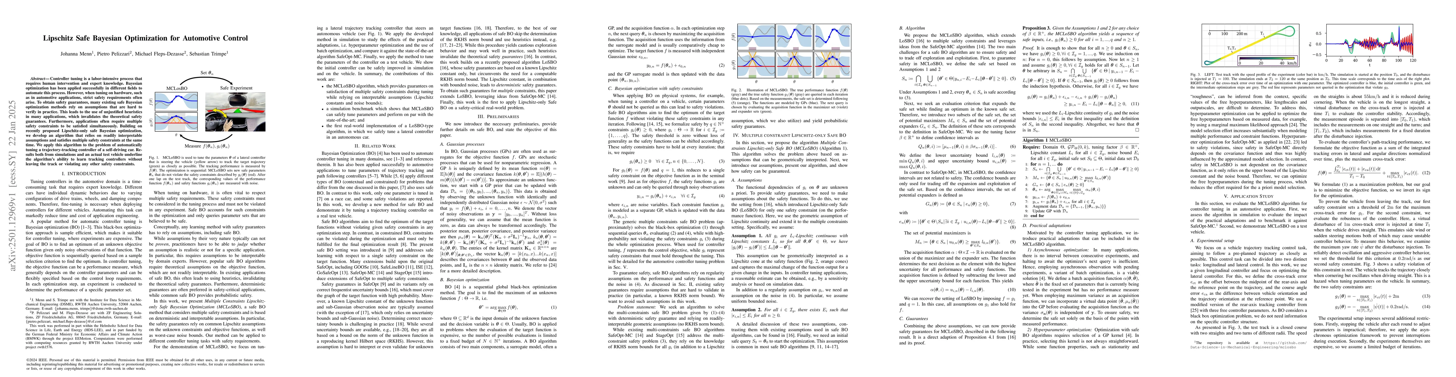 Thumbnail for Lipschitz Safe Bayesian Optimization for Automotive Control