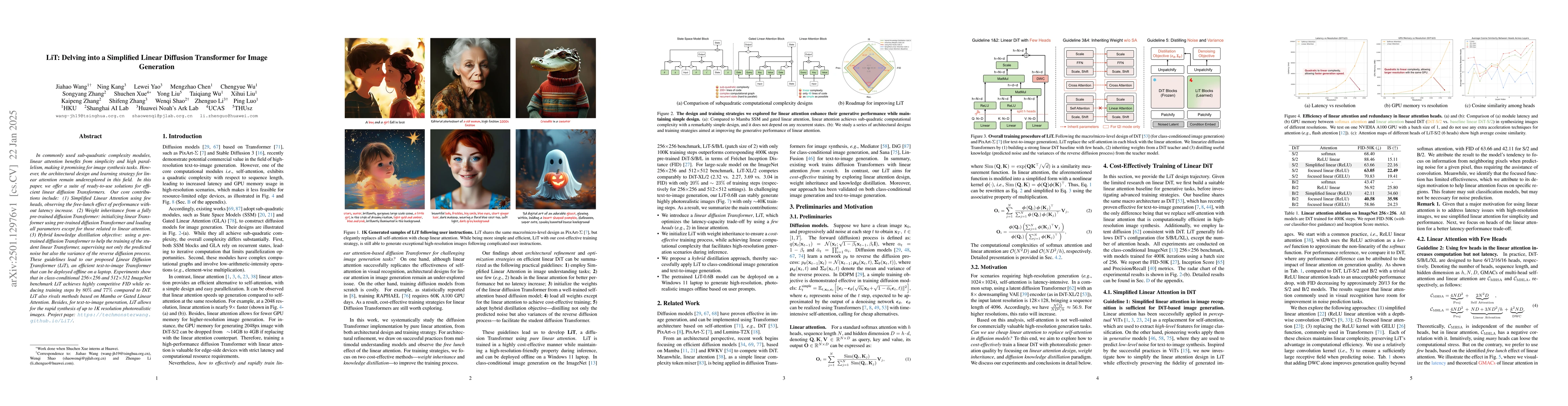 Thumbnail for LiT: Delving into a Simplified Linear Diffusion Transformer for Image
  Generation