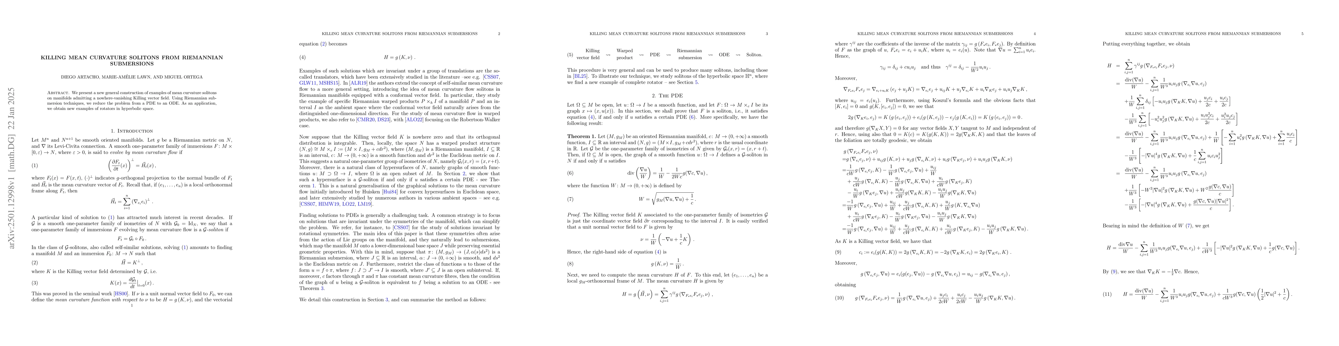 Thumbnail for Killing Mean Curvature Solitons from Riemannian Submersions