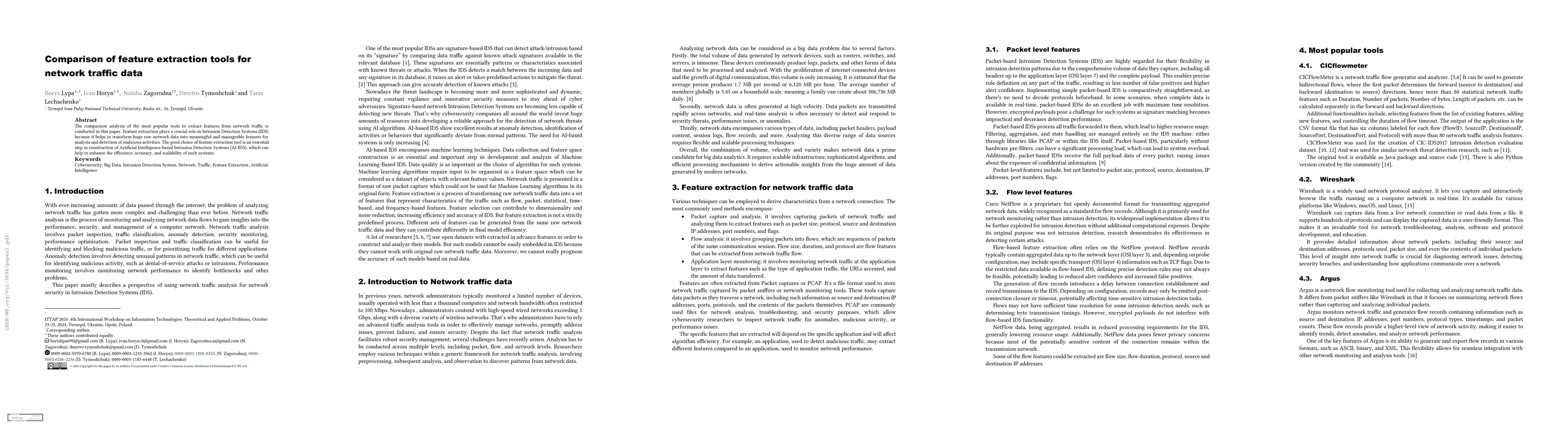 Thumbnail for Comparison of feature extraction tools for network traffic data