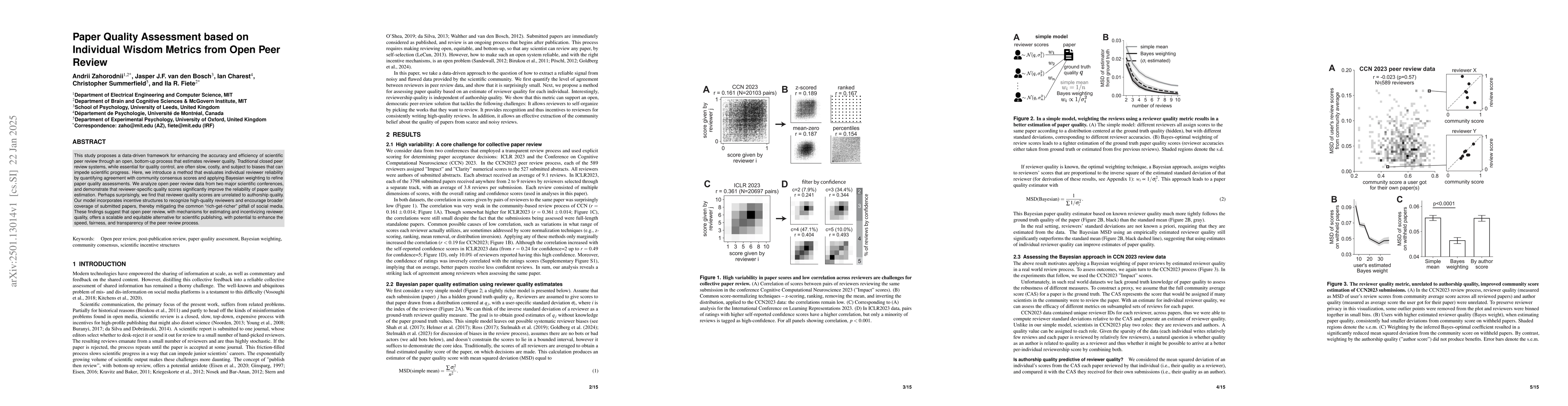 Thumbnail for Paper Quality Assessment based on Individual Wisdom Metrics from Open
  Peer Review