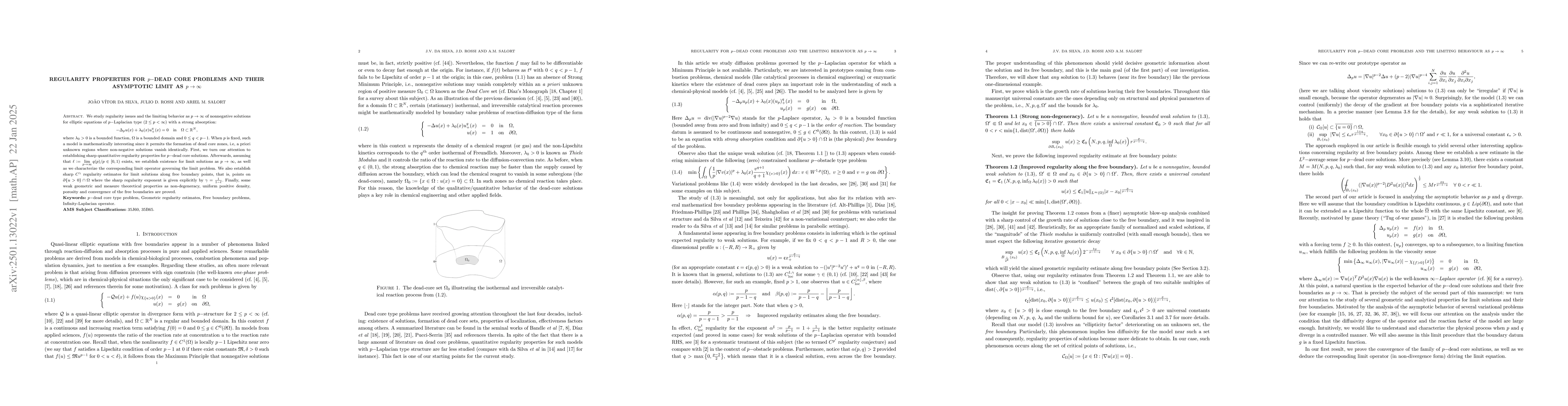Thumbnail for Regularity properties for $p-$dead core problems and their asymptotic
  limit as $p \to \infty$